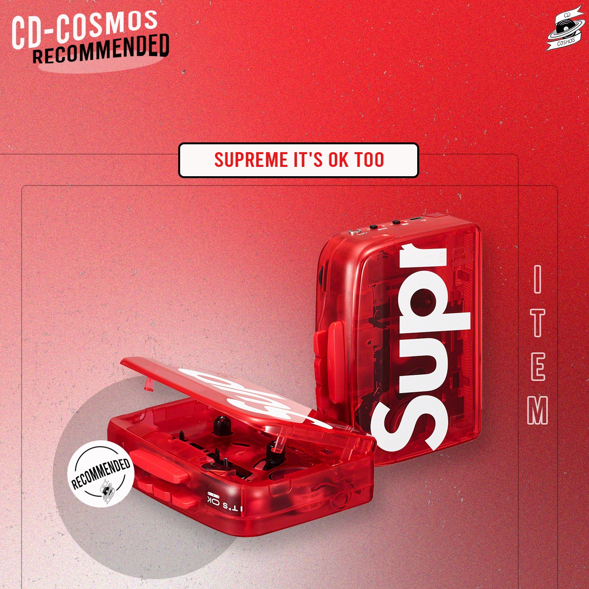 新品 Supreme IT´S OK TOO Cassette Player-